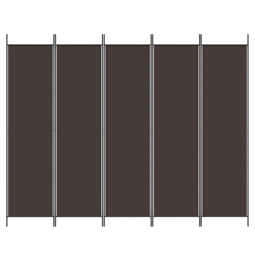 vidaXL 5-tlg. Paravent Braun 250x200 cm Stoff