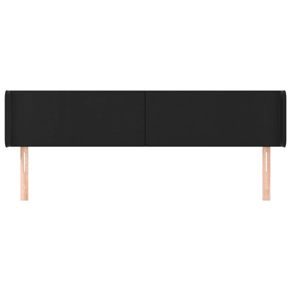 vidaXL Kopfteil mit Ohren Schwarz 203x16x78/88 cm Kunstleder