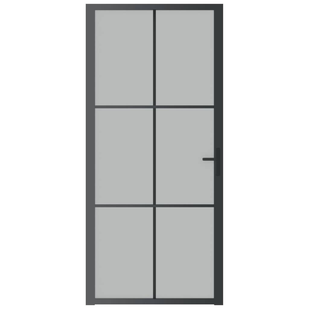 vidaXL Innentür 93x201,5 cm Schwarz Mattglas und Aluminium