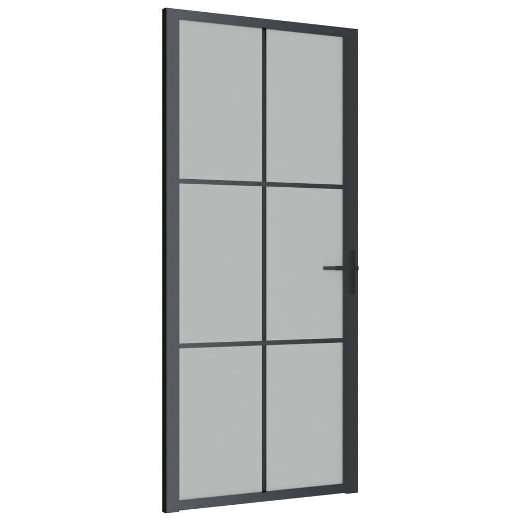 vidaXL Innentür 93x201,5 cm Schwarz Mattglas und Aluminium