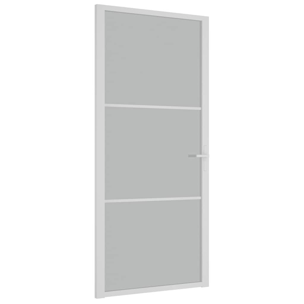 vidaXL Innentür 93x201,5 cm Weiß Mattglas und Aluminium