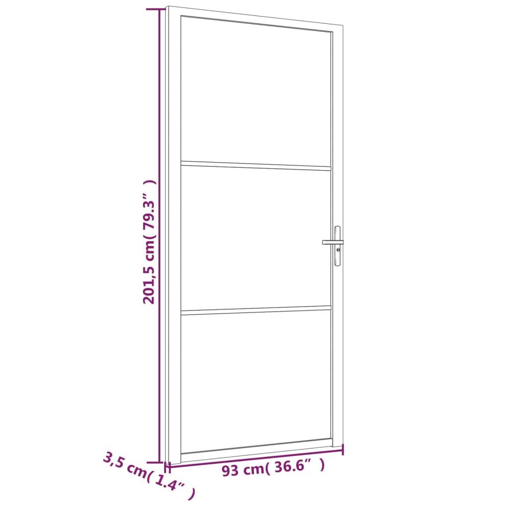 vidaXL Innentür 93x201,5 cm Weiß ESG-Glas und Aluminium