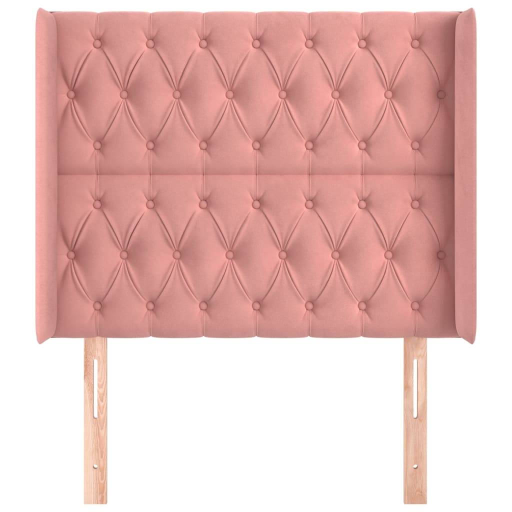 vidaXL Kopfteil mit Ohren Rosa 103x16x118/128 cm Samt