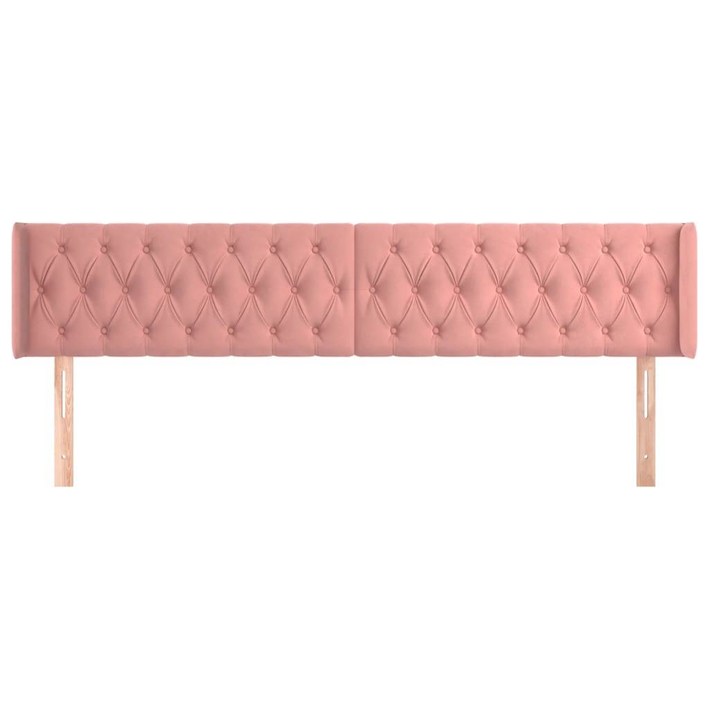 vidaXL Kopfteil mit Ohren Rosa 183x16x78/88 cm Samt