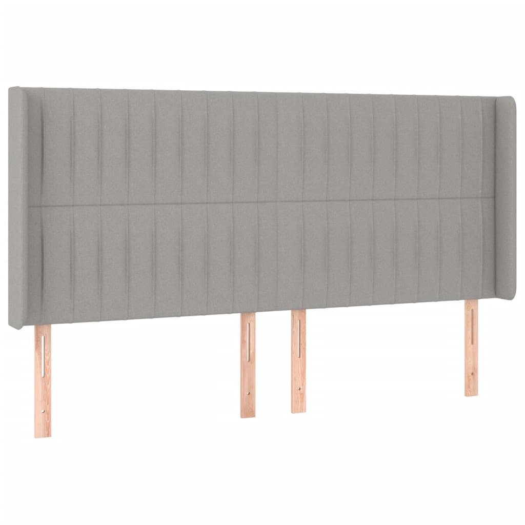 vidaXL LED Kopfteil Hellgrau 163x16x118/128 cm Stoff