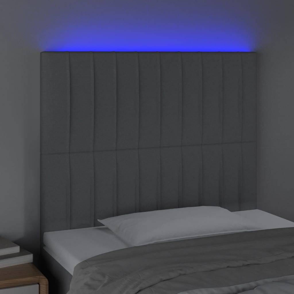 vidaXL LED Kopfteil Hellgrau 90x5x118/128 cm Stoff