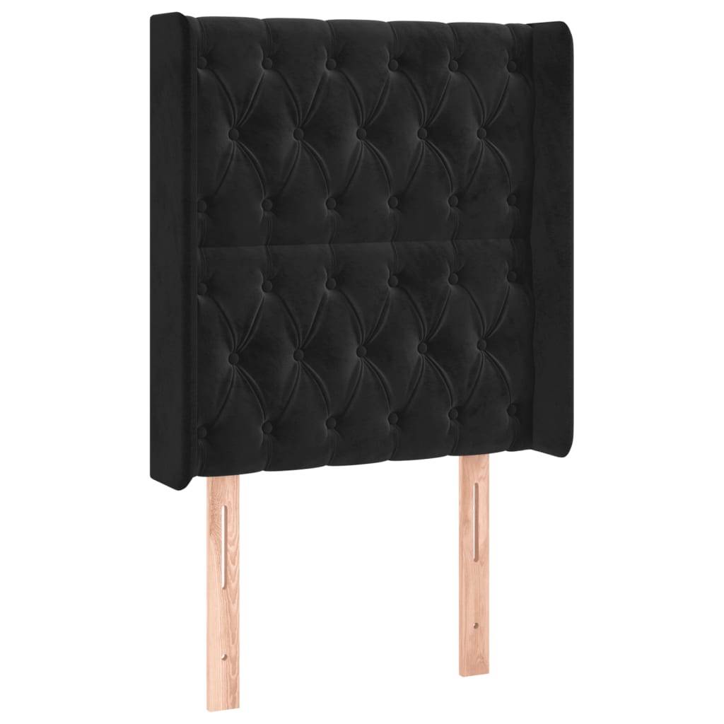 vidaXL LED Kopfteil Schwarz 83x16x118/128 cm Samt