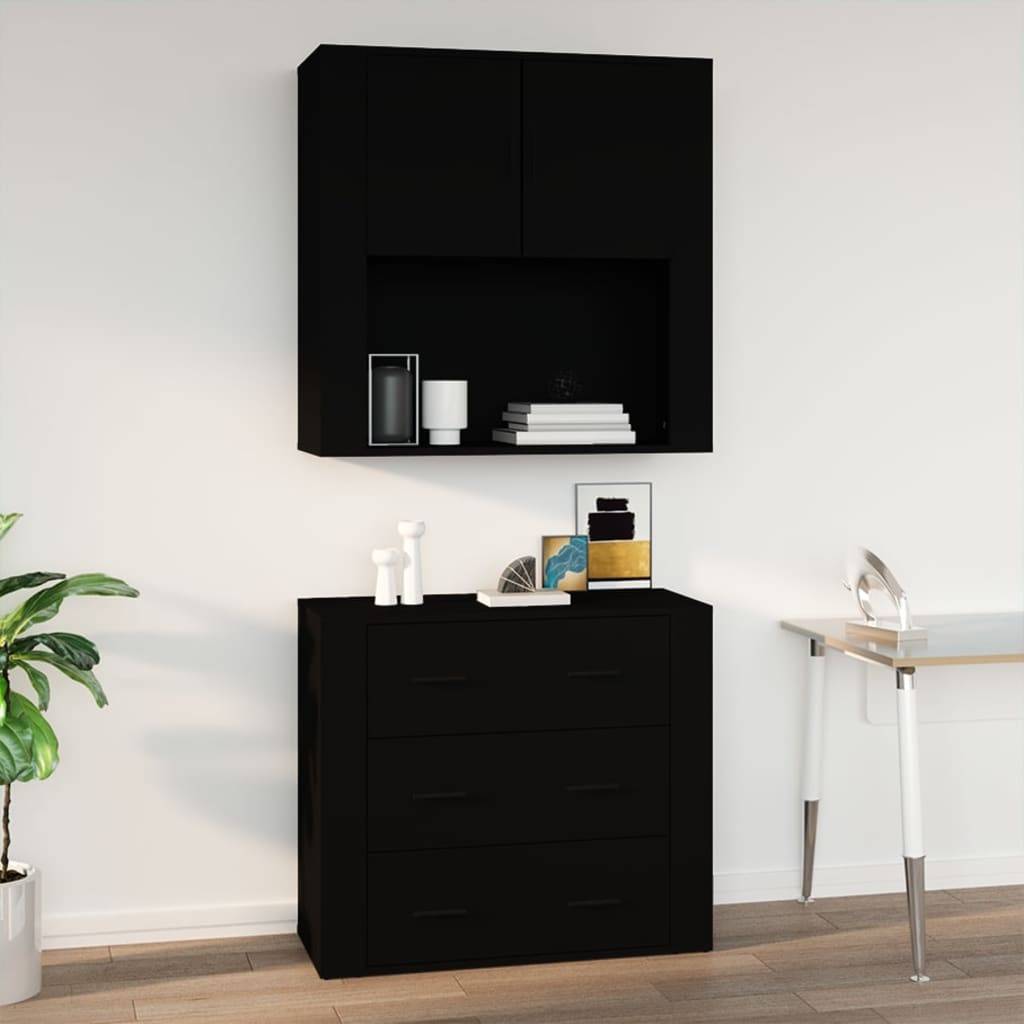 vidaXL Wandschrank Schwarz 80x33x80 cm Holzwerkstoff