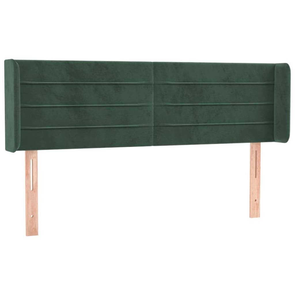 vidaXL Kopfteil mit Ohren Dunkelgrün 147x16x78/88 cm Samt