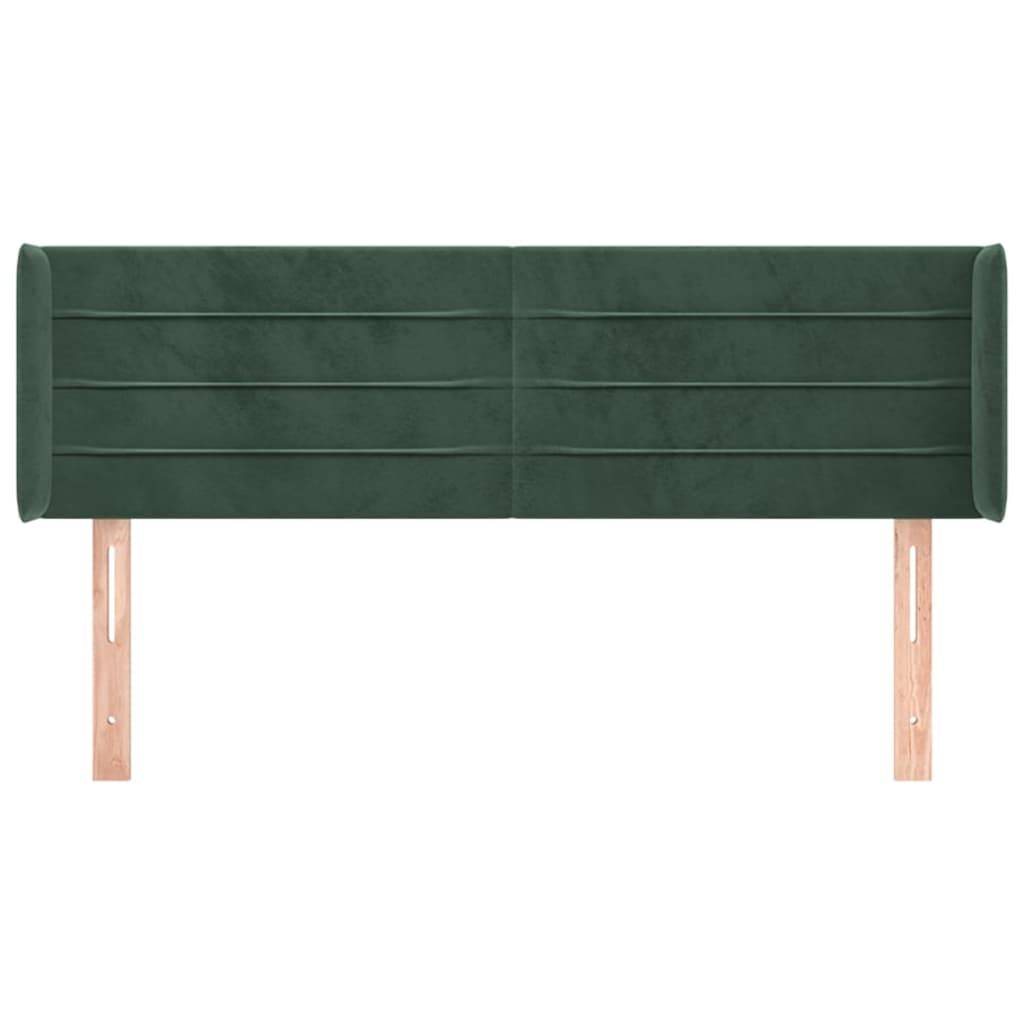 vidaXL Kopfteil mit Ohren Dunkelgrün 147x16x78/88 cm Samt