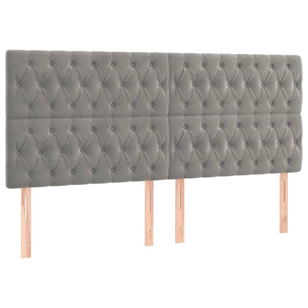 vidaXL Kopfteile 4 Stk. Hellgrau 90x7x78/88 cm Samt