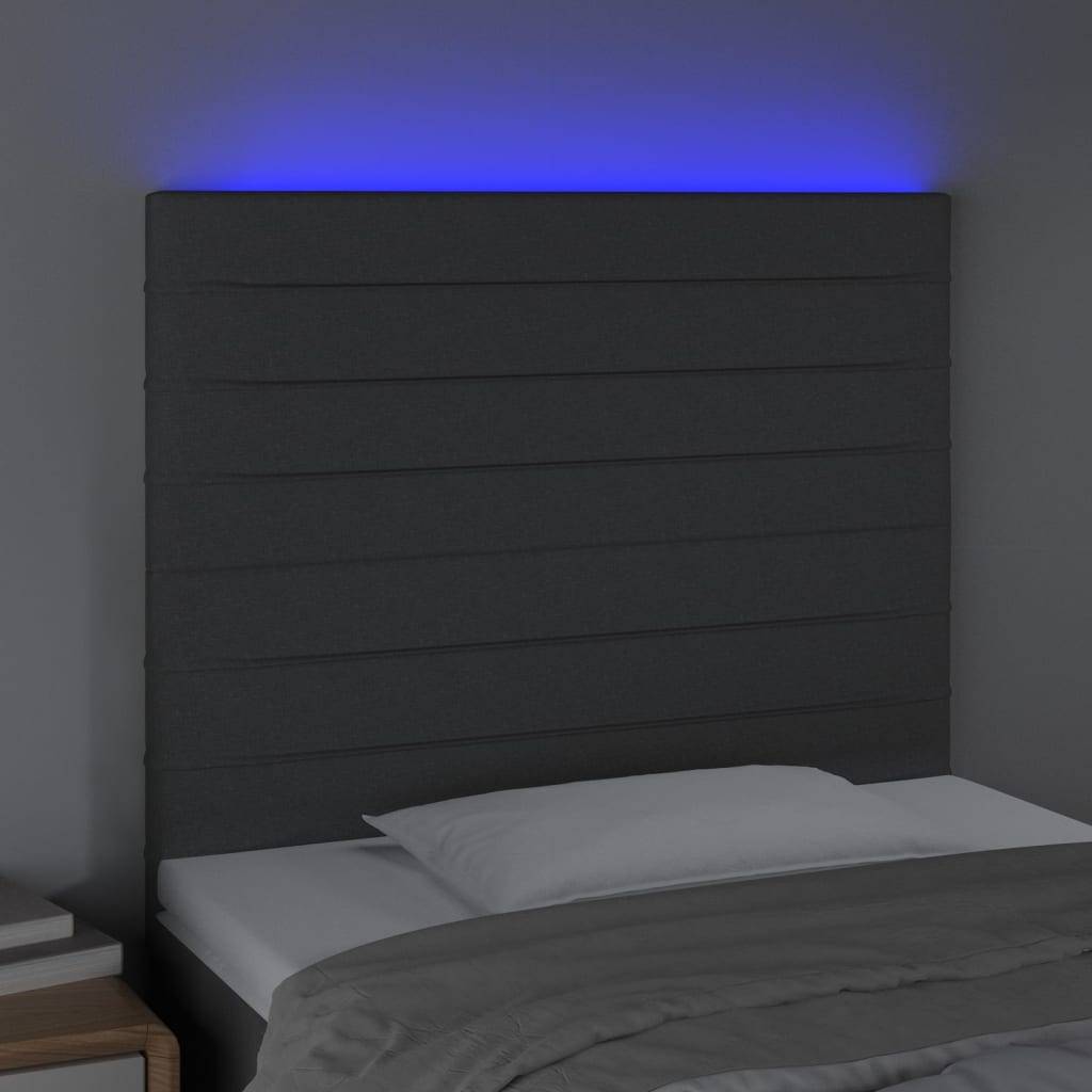 vidaXL LED Kopfteil Dunkelgrau 100x5x118/128 cm Stoff