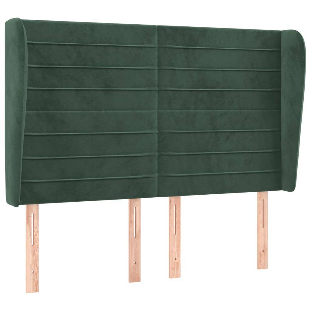 vidaXL Kopfteil mit Ohren Dunkelgrün 147x23x118/128 cm Samt