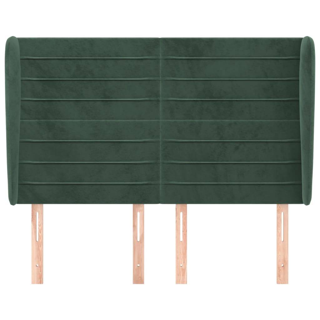 vidaXL Kopfteil mit Ohren Dunkelgrün 147x23x118/128 cm Samt