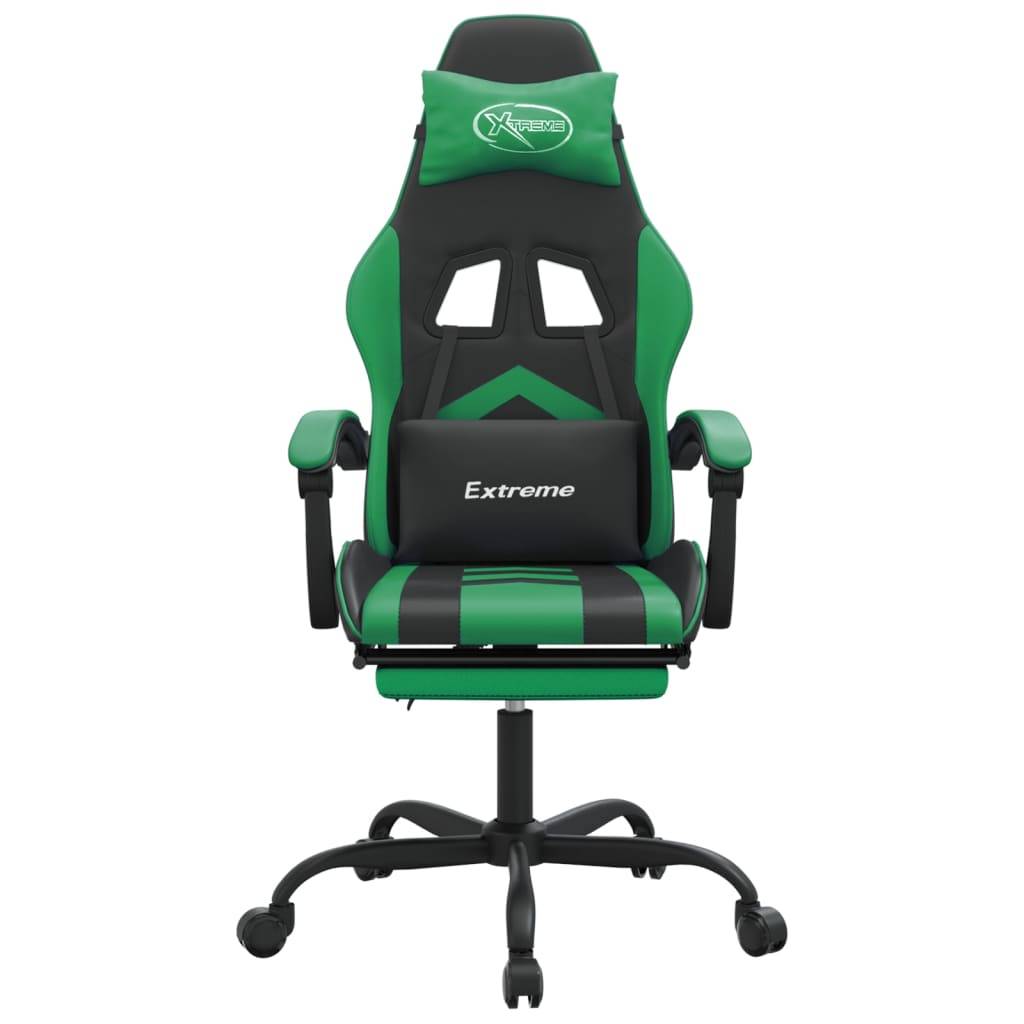 vidaXL Gaming-Stuhl mit Fußstütze Schwarz und Grün Kunstleder