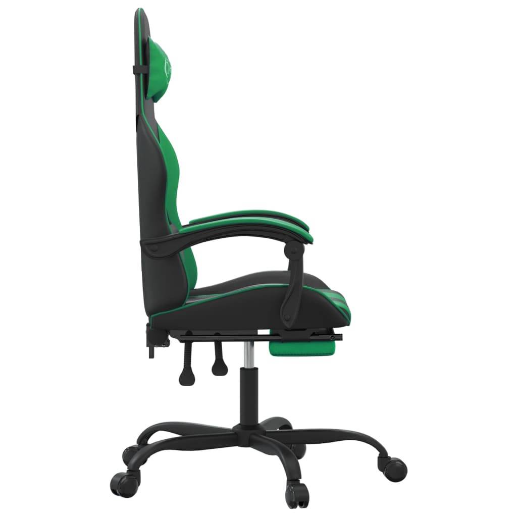 vidaXL Gaming-Stuhl mit Fußstütze Schwarz und Grün Kunstleder