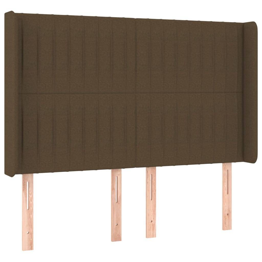 vidaXL LED Kopfteil Dunkelbraun 147x16x118/128 cm Stoff