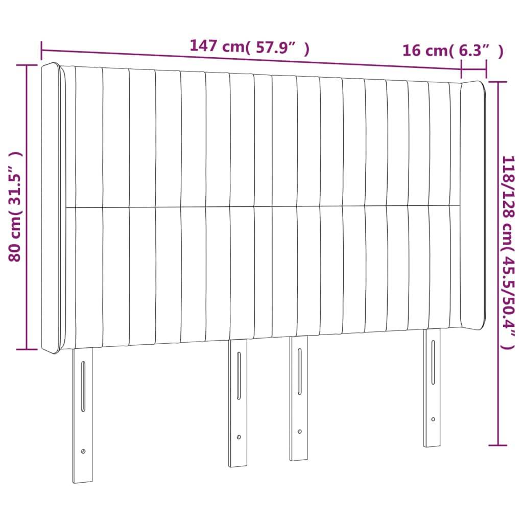vidaXL LED Kopfteil Dunkelbraun 147x16x118/128 cm Stoff