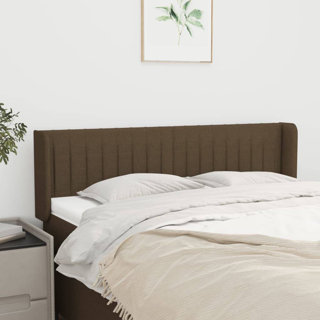 vidaXL Kopfteil mit Ohren Dunkelbraun 147x16x78/88 cm Stoff