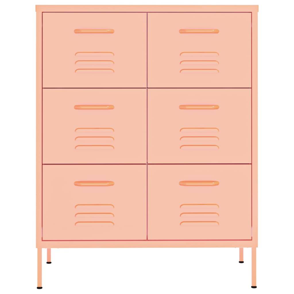 vidaXL Schubladenschrank Rosa 80x35x101,5 cm Stahl