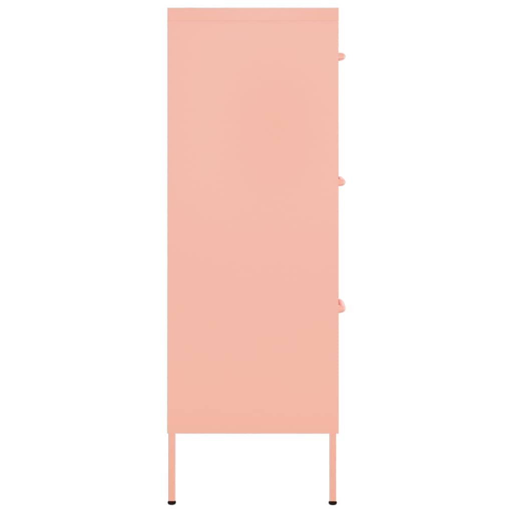 vidaXL Schubladenschrank Rosa 80x35x101,5 cm Stahl