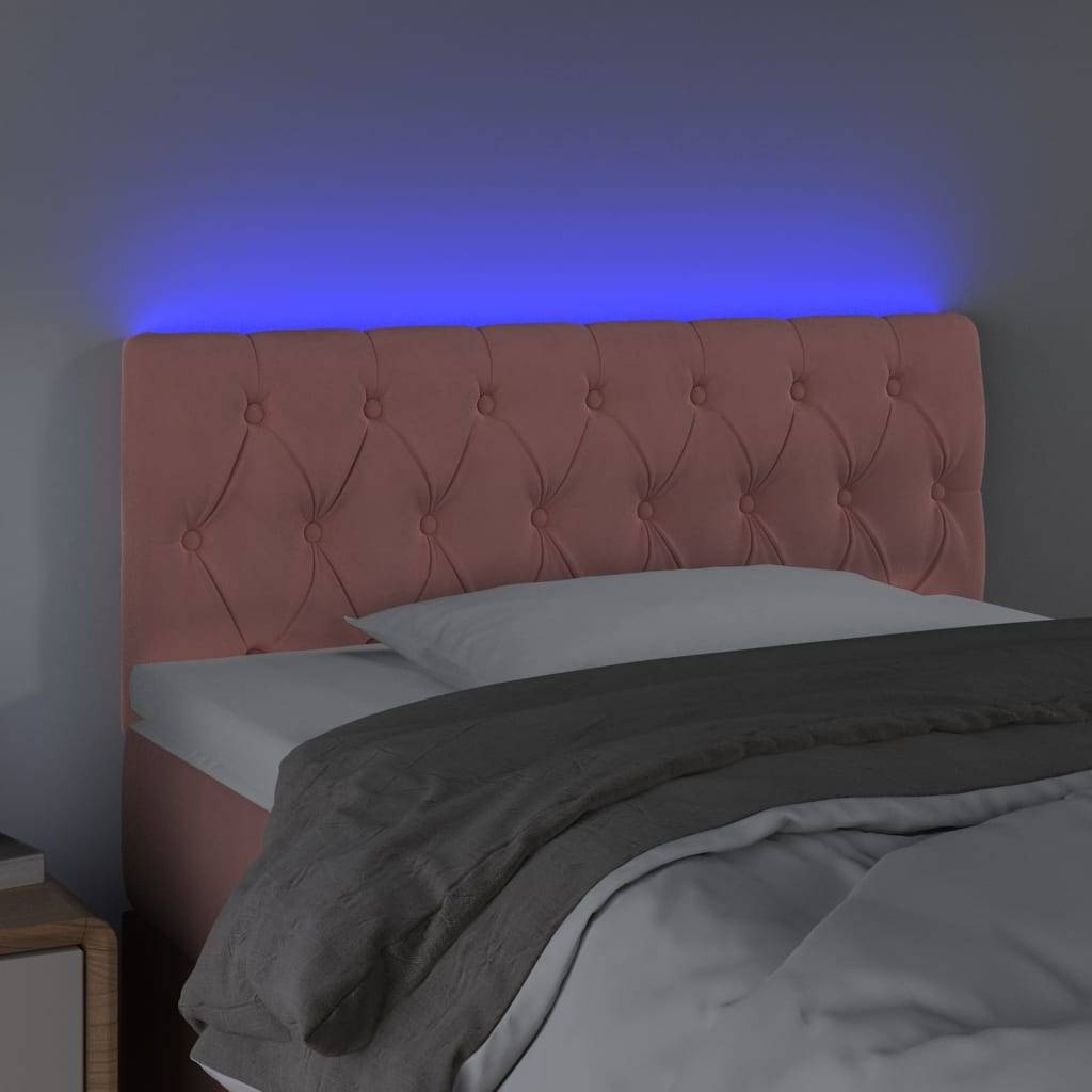 vidaXL LED Kopfteil Rosa 90x7x78/88 cm Samt