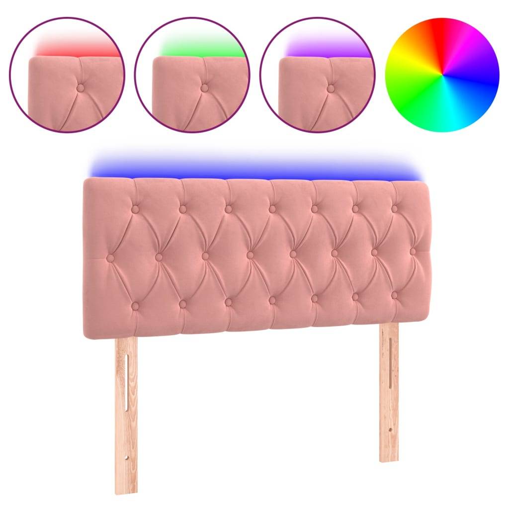 vidaXL LED Kopfteil Rosa 90x7x78/88 cm Samt