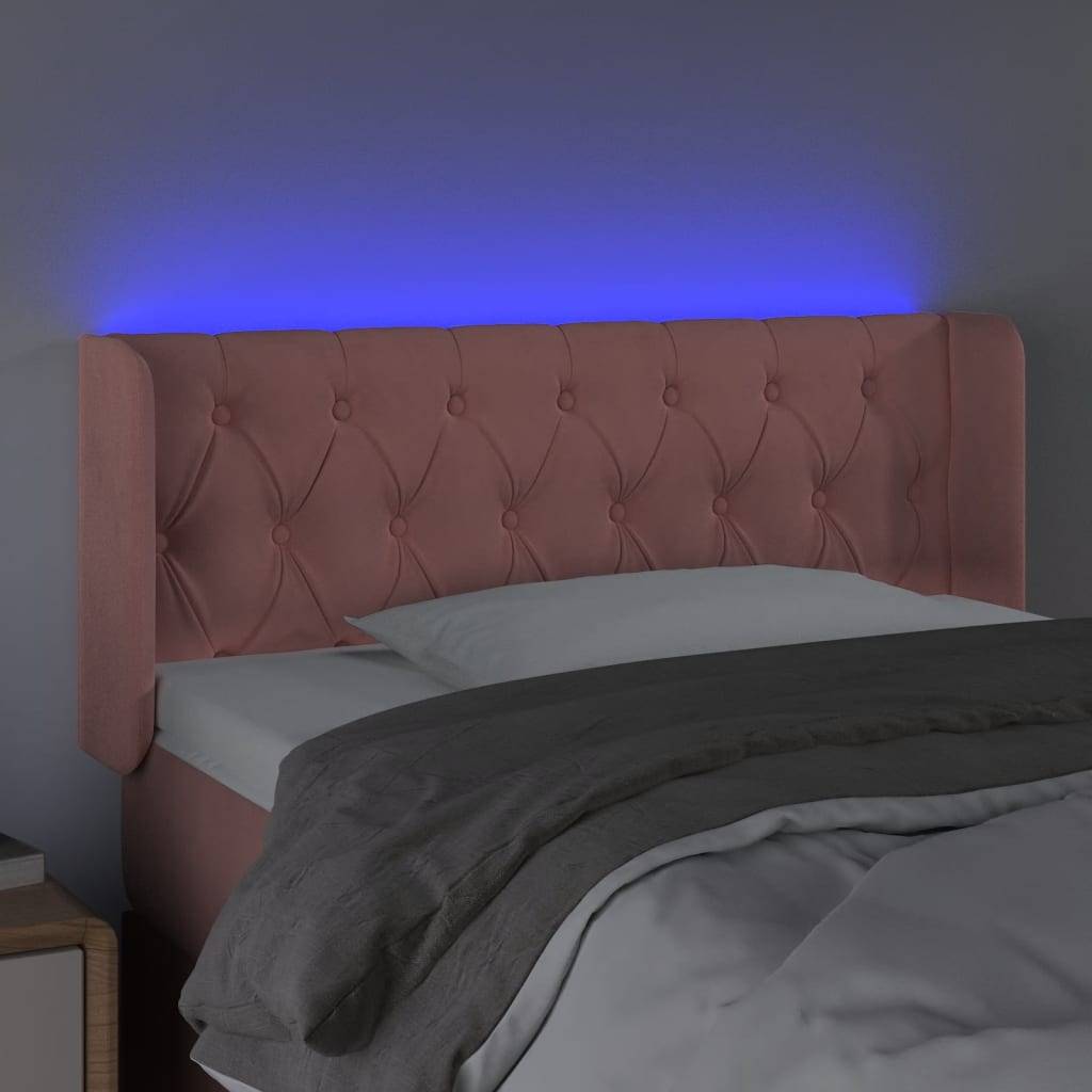 vidaXL LED Kopfteil Rosa 93x16x78/88 cm Samt