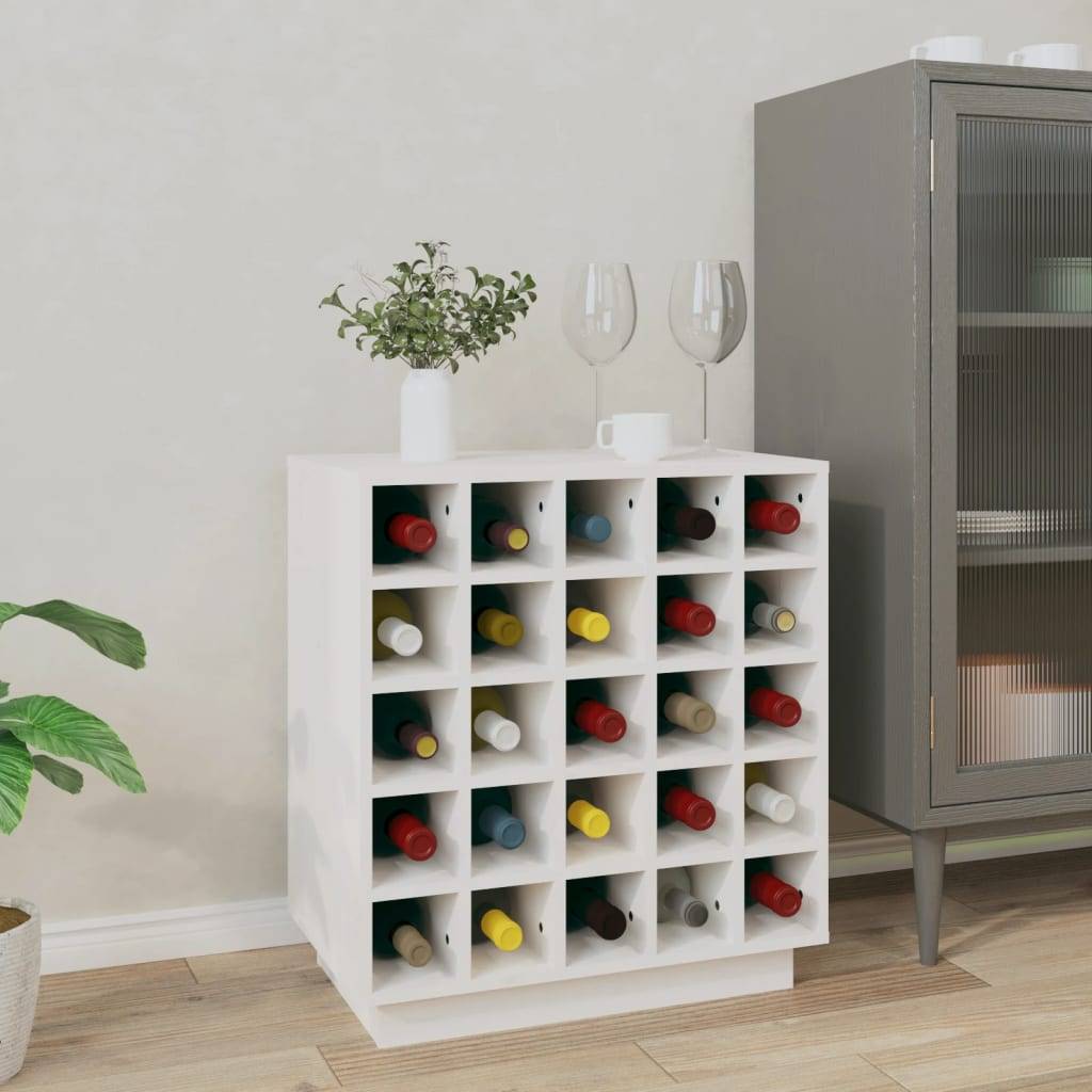 vidaXL Weinregal Weiß 55,5x34x61 cm Massivholz Kiefer
