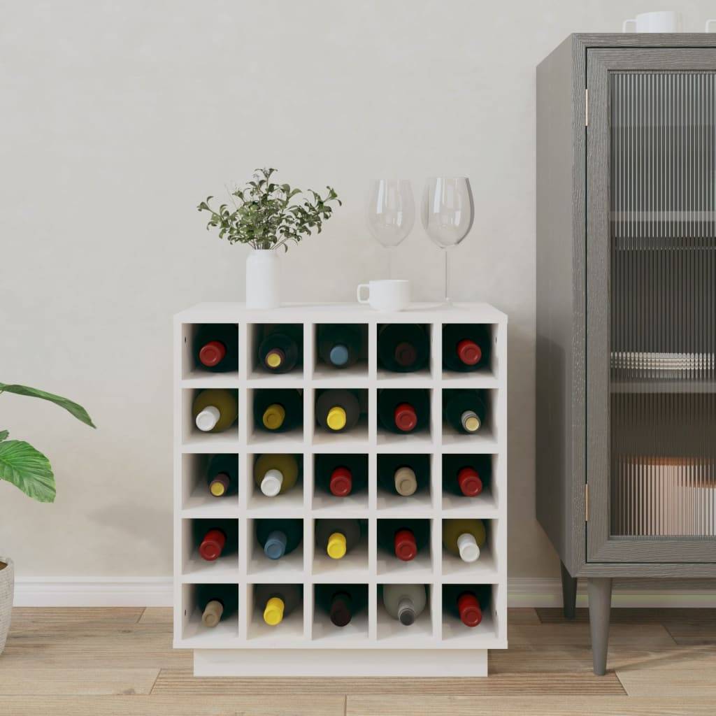 vidaXL Weinregal Weiß 55,5x34x61 cm Massivholz Kiefer