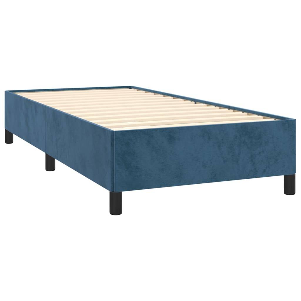 vidaXL Boxspringbett mit Matratze Dunkelblau 100x200 cm Samt