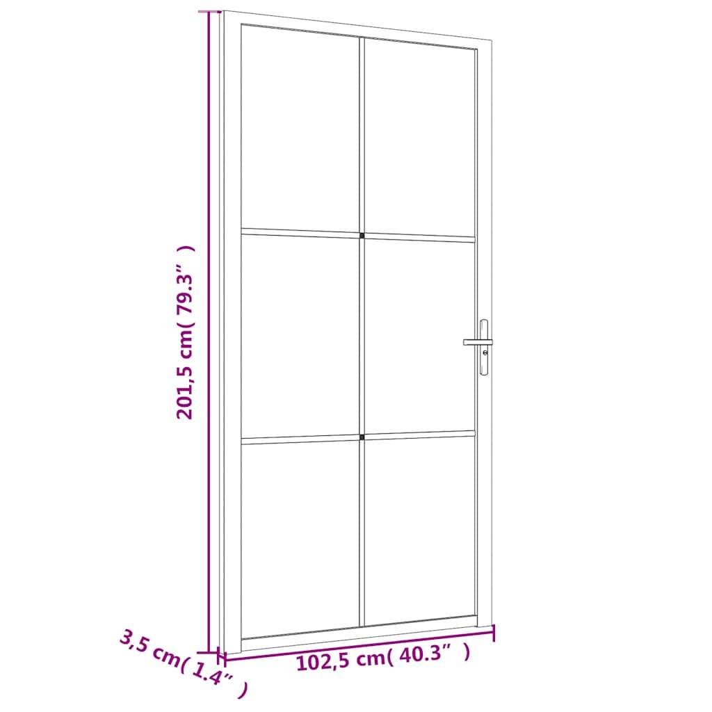 vidaXL Innentür 102,5x201,5 cm Schwarz ESG-Glas und Aluminium