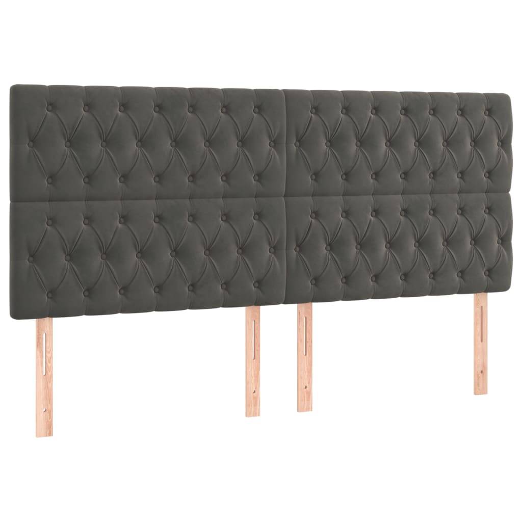 vidaXL LED Kopfteil Dunkelgrau 180x7x118/128 cm Samt