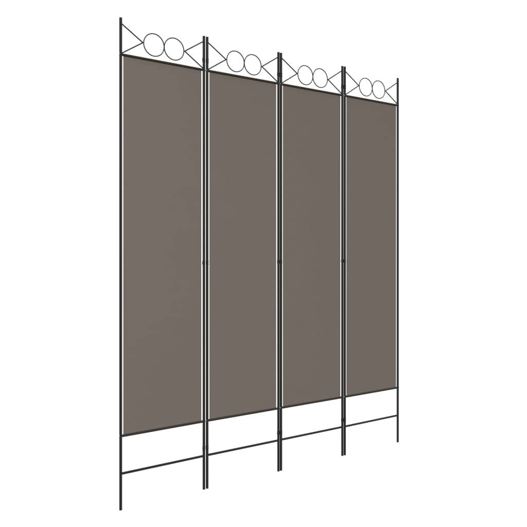 vidaXL 4-tlg. Paravent Anthrazit 160x220 cm Stoff