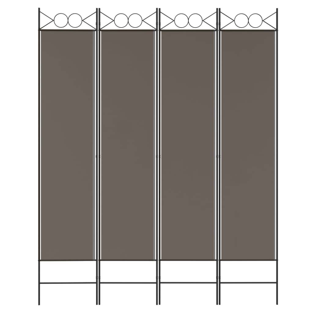 vidaXL 4-tlg. Paravent Anthrazit 160x220 cm Stoff