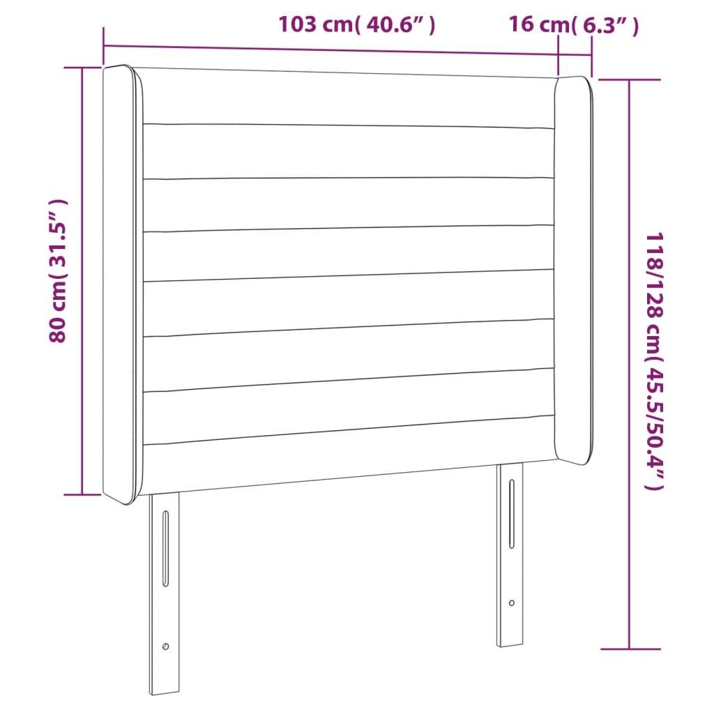 vidaXL LED Kopfteil Dunkelgrau 103x16x118/128 cm Stoff