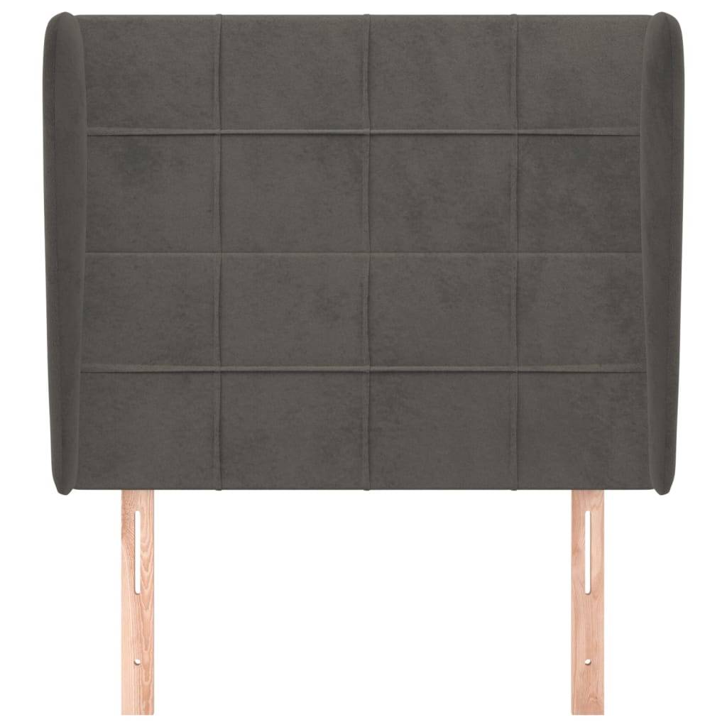 vidaXL Kopfteil mit Ohren Dunkelgrau 103x23x118/128 cm Samt