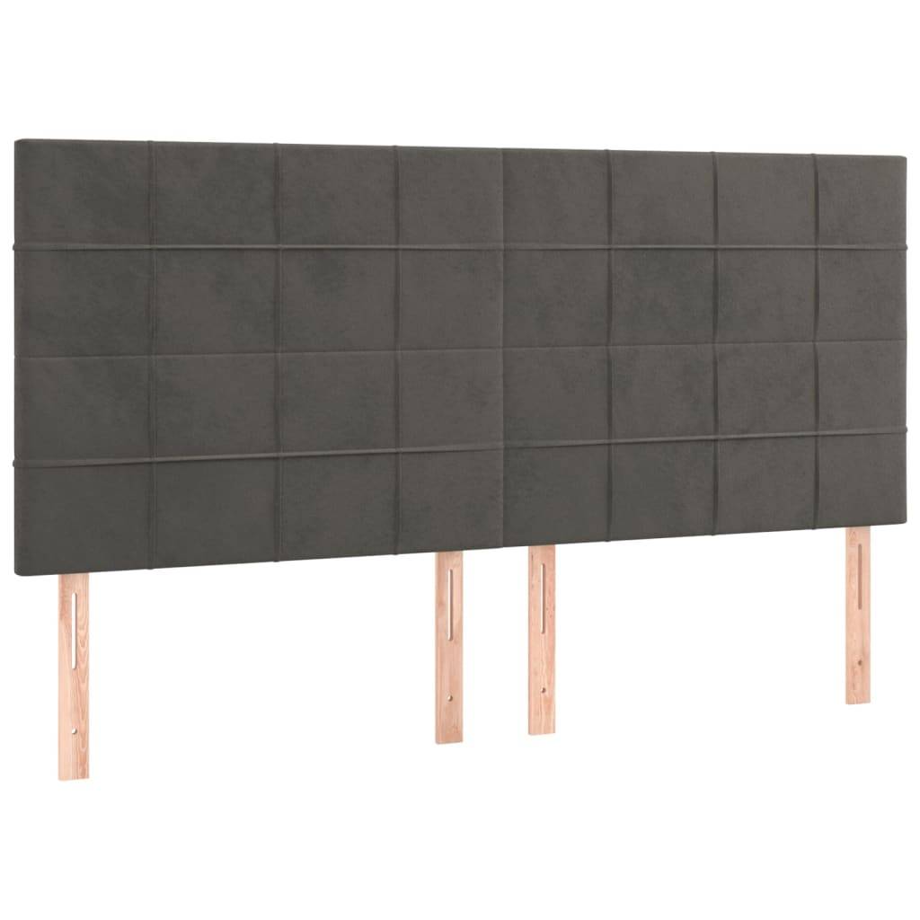 vidaXL Kopfteile 4 Stk. Dunkelgrau 90x5x78/88 cm Samt