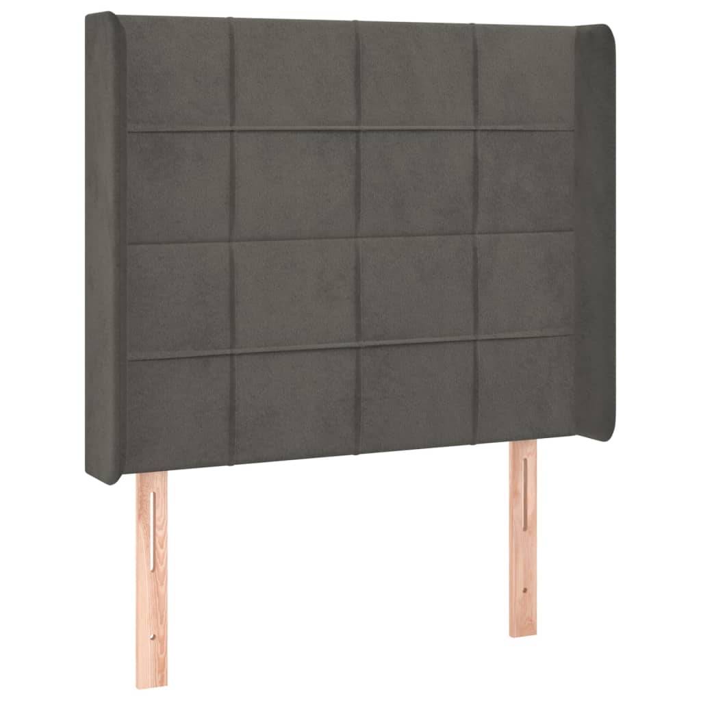vidaXL Kopfteil mit Ohren Dunkelgrau 83x16x118/128 cm Samt