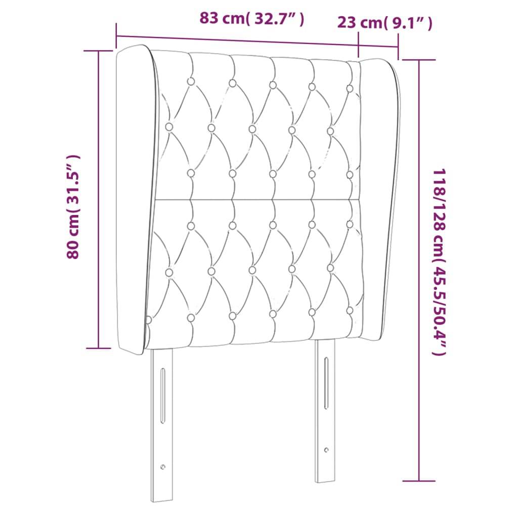 vidaXL Kopfteil mit Ohren Hellgrau 83x23x118/128 cm Samt