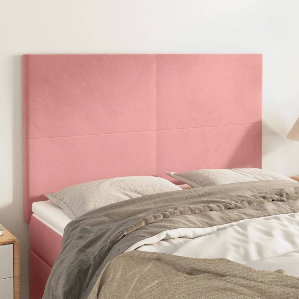 vidaXL Kopfteile 4 Stk. Rosa 72x5x78/88 cm Samt