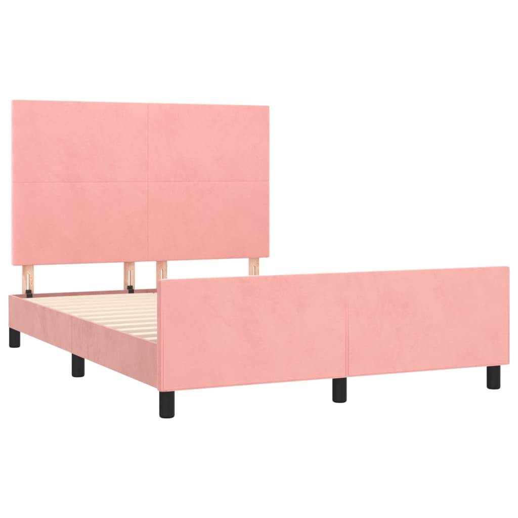 vidaXL Bettgestell mit Kopfteil Rosa 140x190 cm Samt