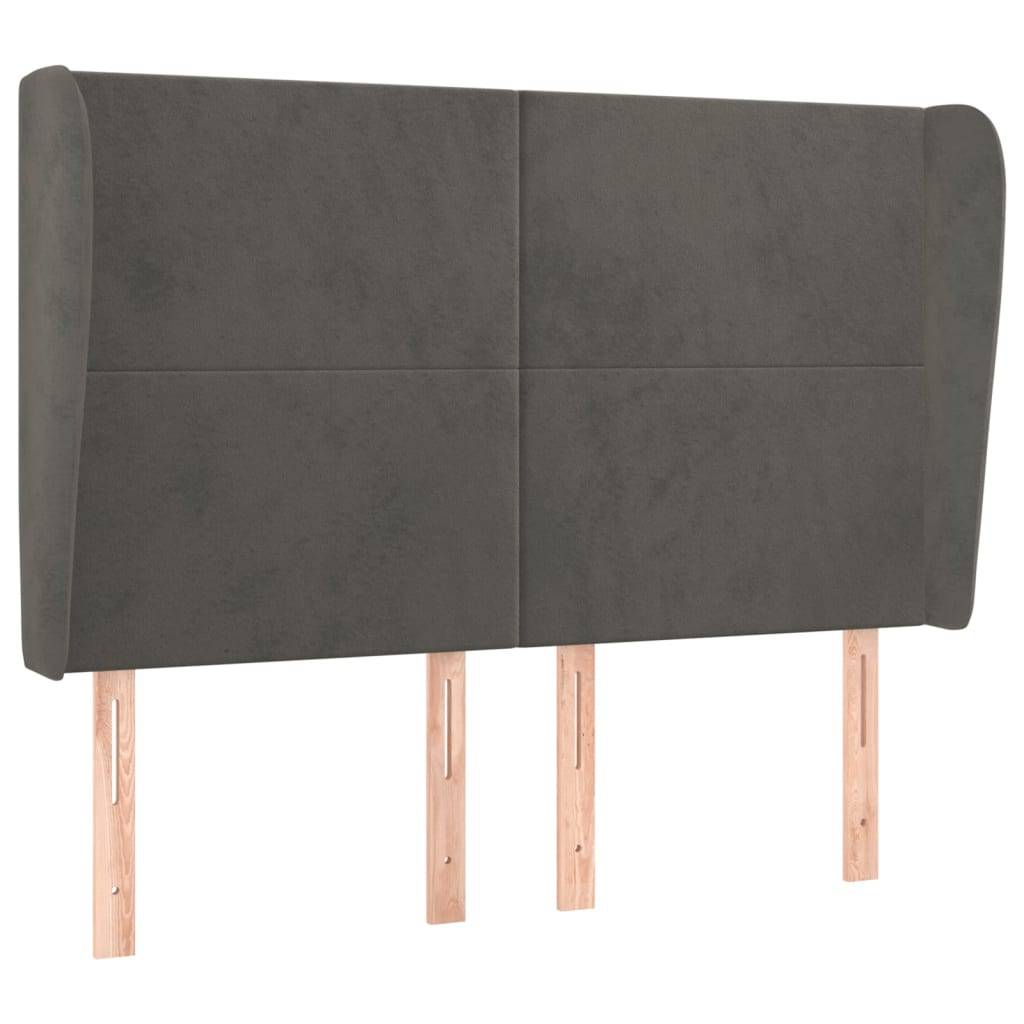 vidaXL Kopfteil mit Ohren Dunkelgrau 147x23x118/128 cm Samt
