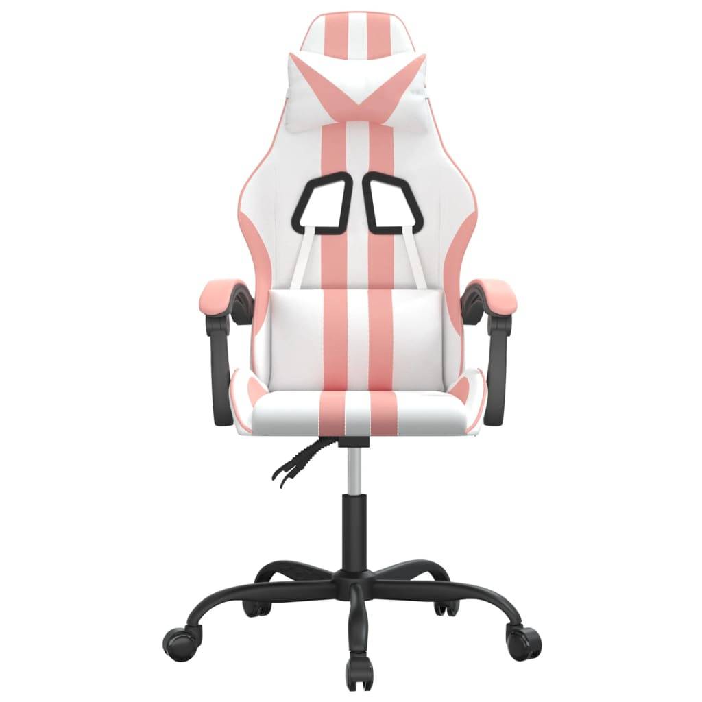 vidaXL Gaming-Stuhl Drehbar Weiß und Rosa Kunstleder