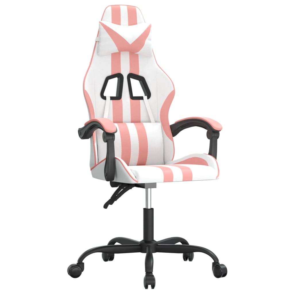 vidaXL Gaming-Stuhl Drehbar Weiß und Rosa Kunstleder