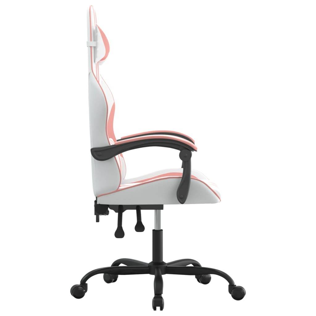 vidaXL Gaming-Stuhl Drehbar Weiß und Rosa Kunstleder