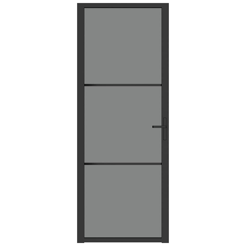 vidaXL Innentür 76x201,5 cm Schwarz ESG-Glas und Aluminium