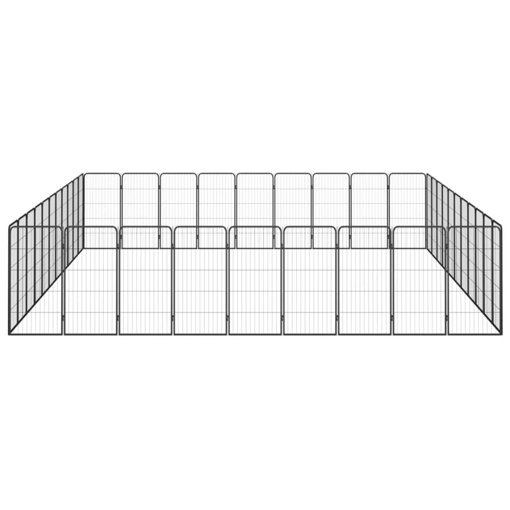 vidaXL 40-tlg. Hundelaufstall Schwarz 50x100cm Stahl Pulverbeschichtet