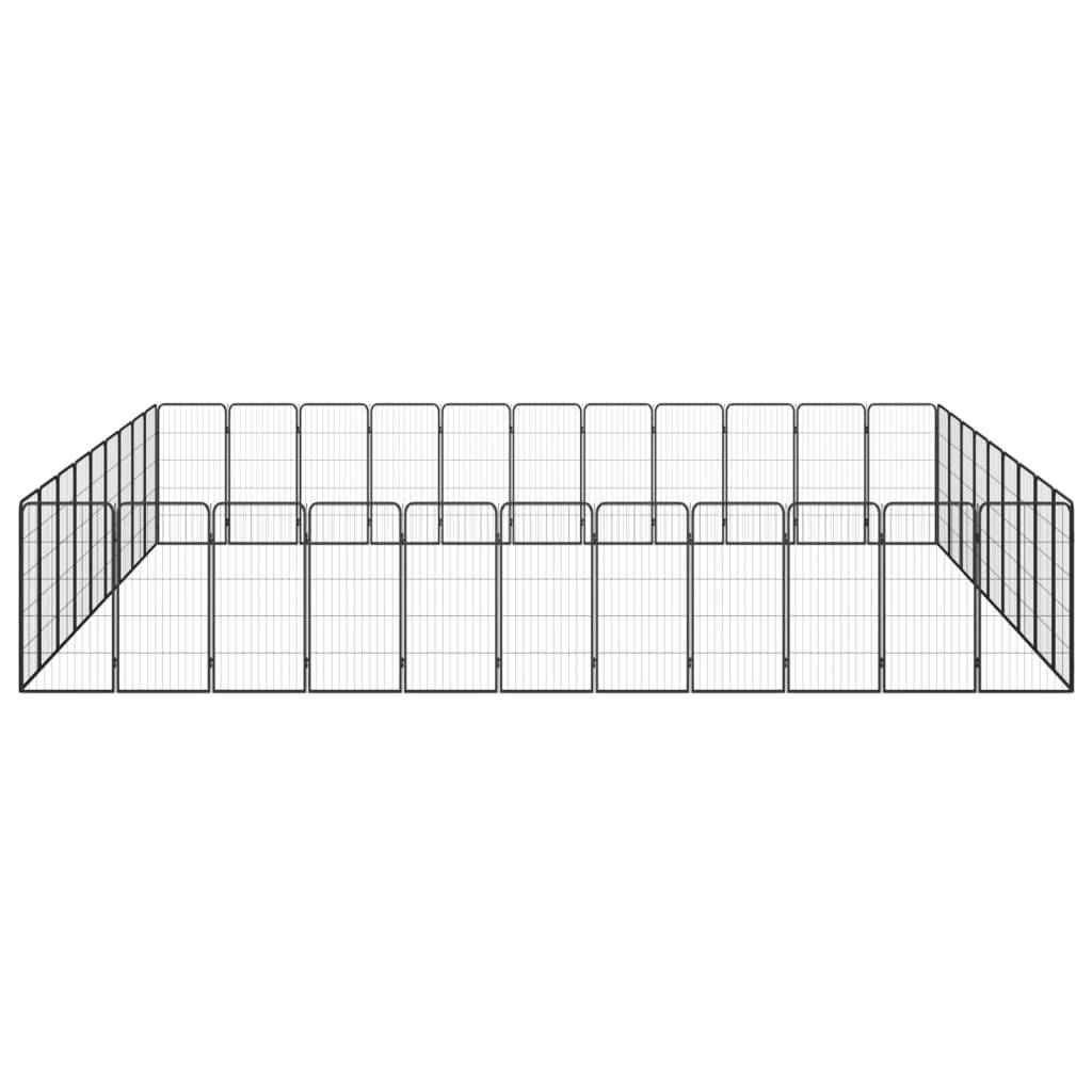 vidaXL 40-tlg. Hundelaufstall Schwarz 50x100cm Stahl Pulverbeschichtet