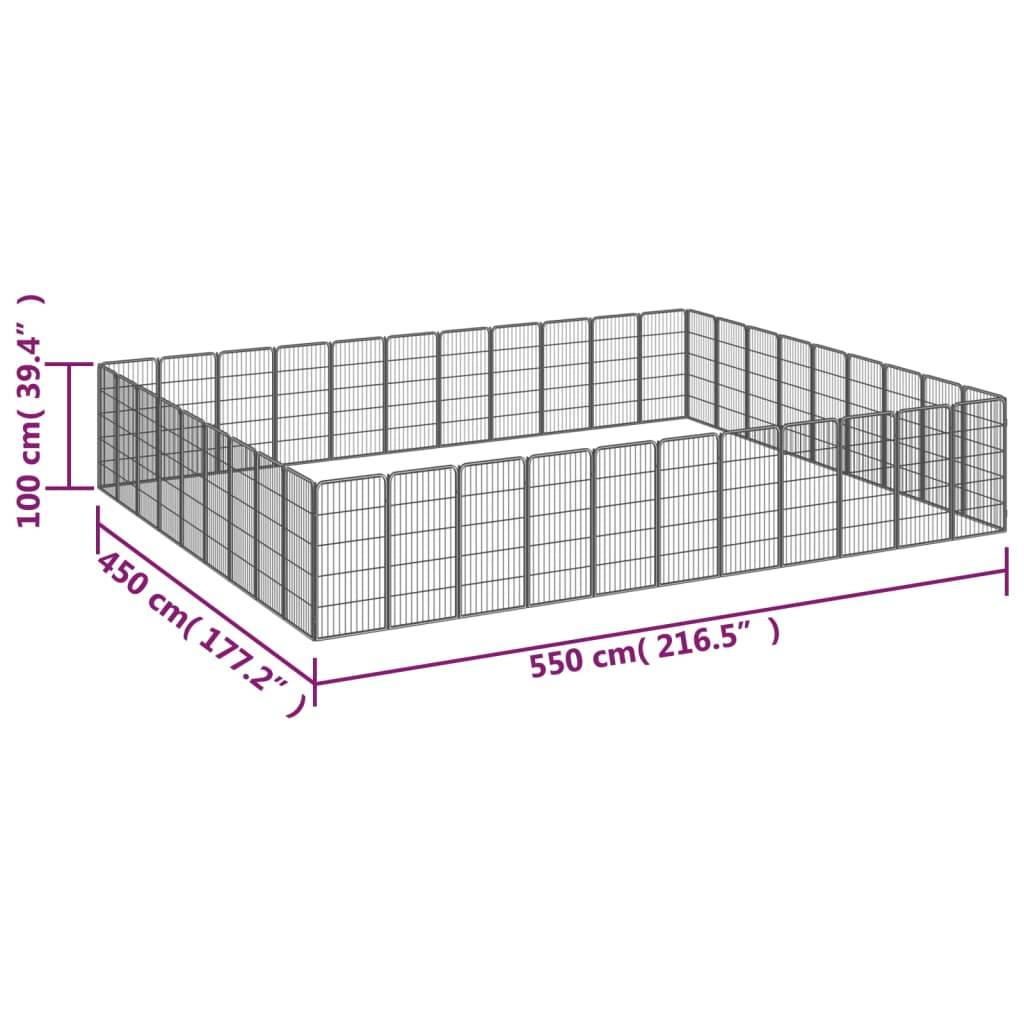 vidaXL 40-tlg. Hundelaufstall Schwarz 50x100cm Stahl Pulverbeschichtet
